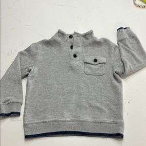 Boys’ Grey Collared Quarter-button down Pullover – Size Medium (7/8)